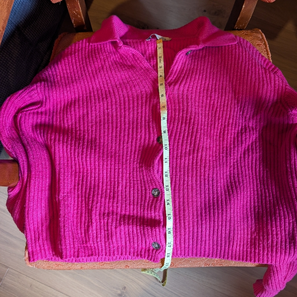 Dex Hot Pink Ribbed Cardigan - Picture 2 of 4